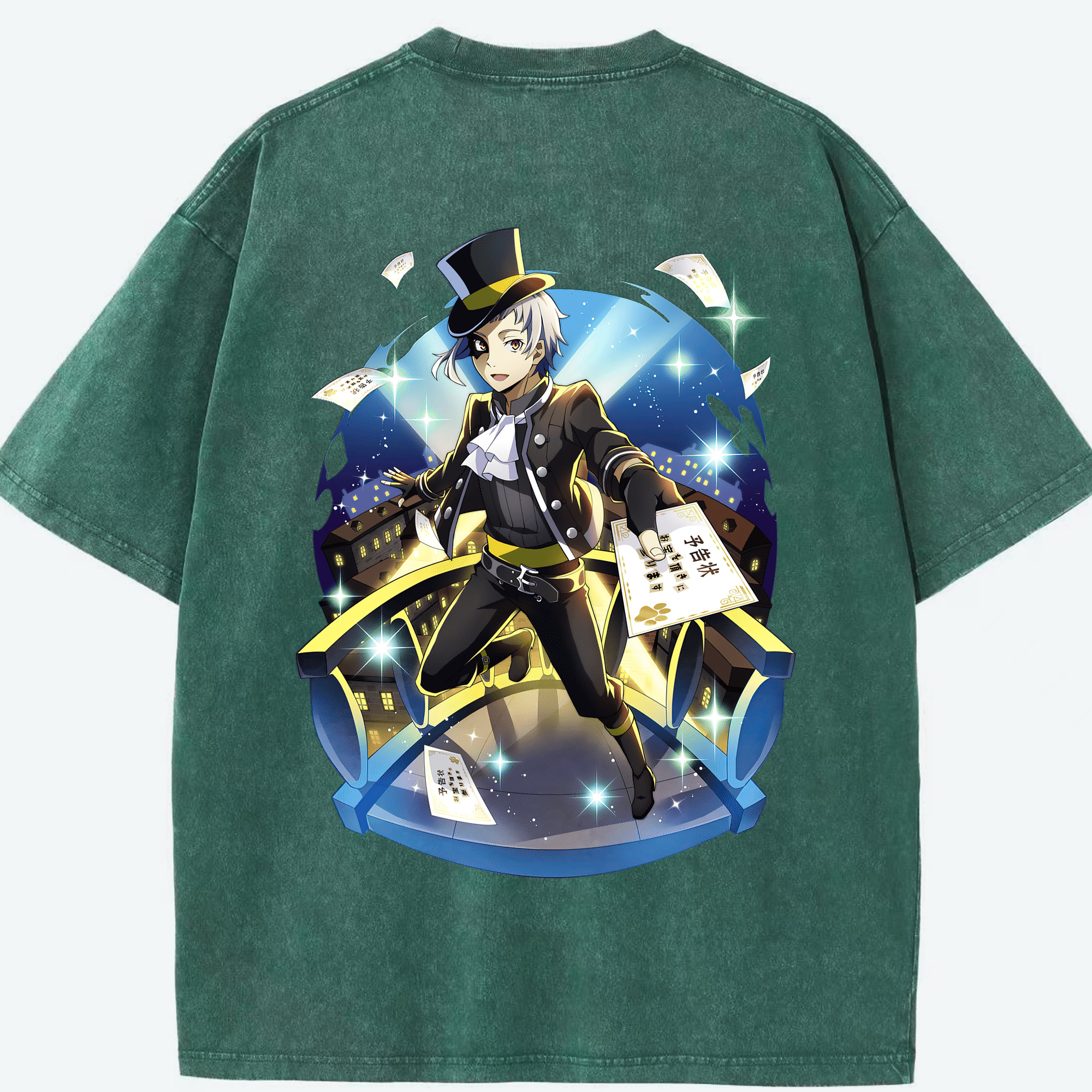 （画像用） 文豪ストレイドッグス Bungo Stray Dogs 綿100% ヴィンテージ風 半袖Tシャツ（背面プリント）